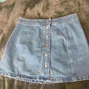 Madewell Denim Button-Front Skirt - Blue